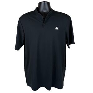 Adidas Go-To Henley Mock Neck Polo Shirt Black Men's Large New ADVR0926 $65